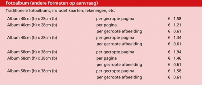 Prijzen fotoalbumscanning